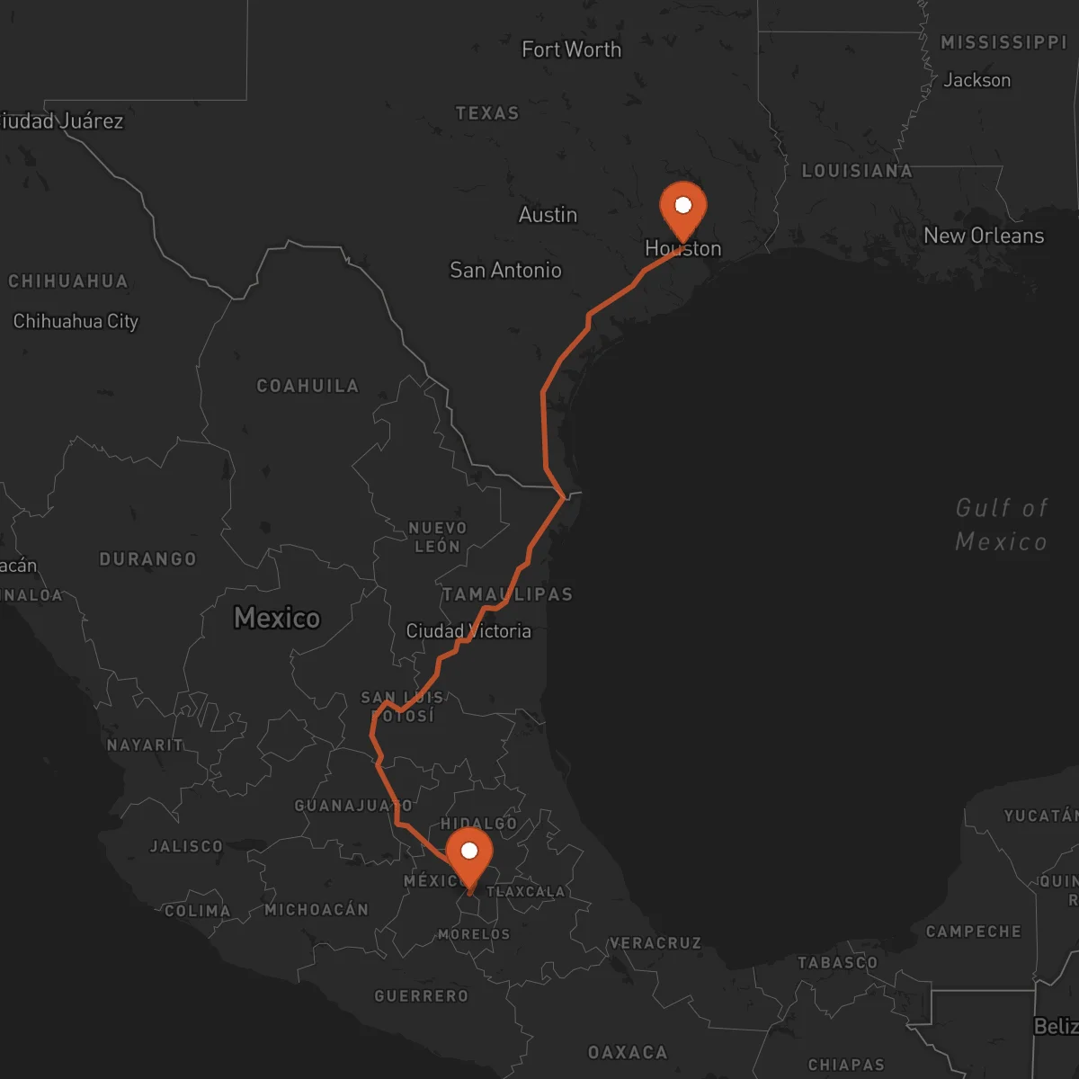 Ruta Houston - Ciudad de México