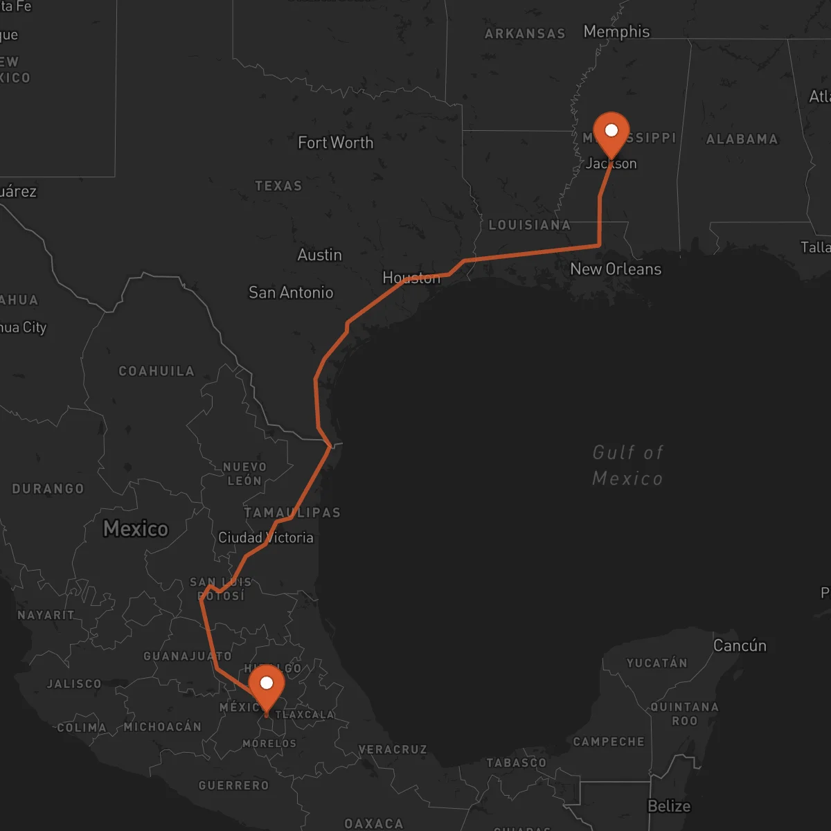 Ruta Mexico City - Jackson