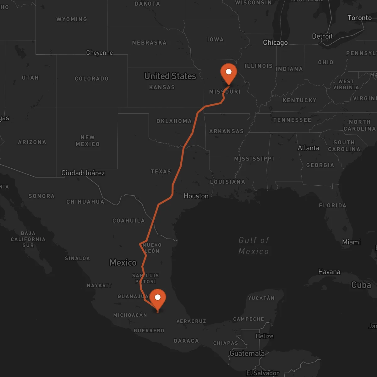 Ruta Ciudad de México - Jefferson City