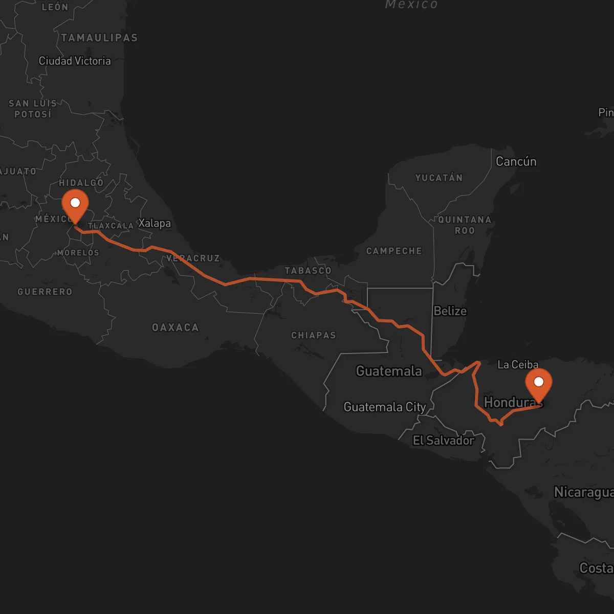 Ruta Ciudad de México - Juticalpa