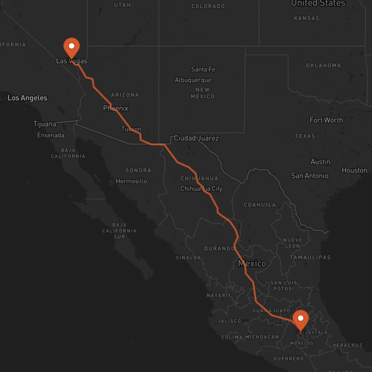 Ruta Las Vegas - Ciudad de México