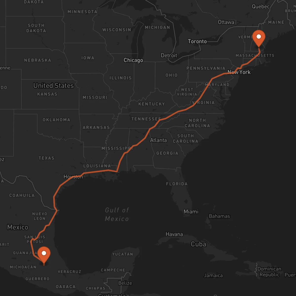 Ruta Ciudad de México - Mánchester