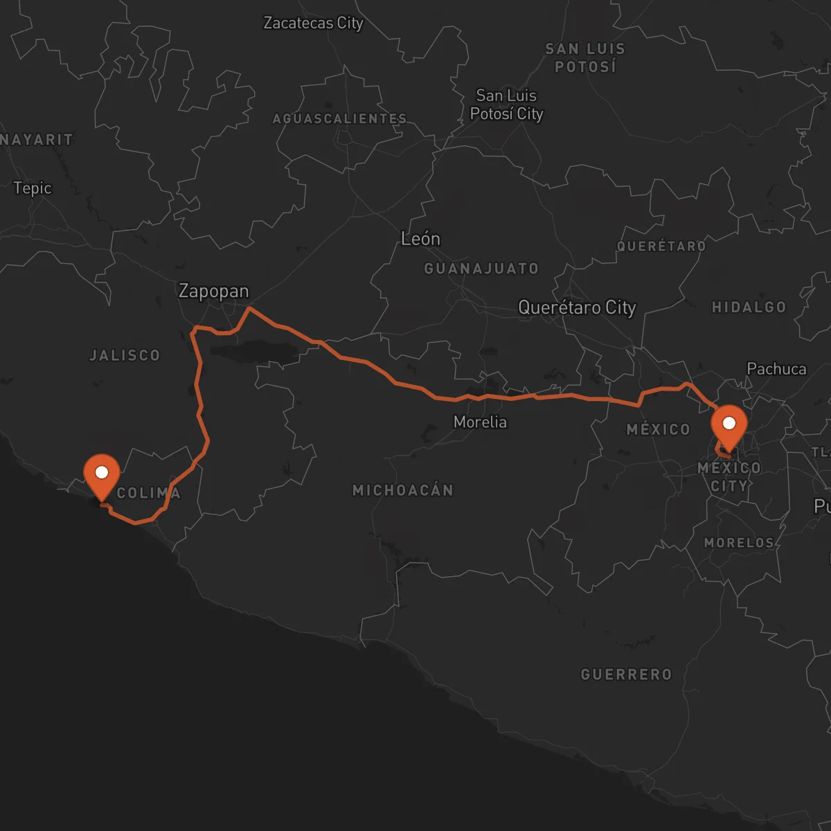 Ruta Ciudad de México - Manzanillo