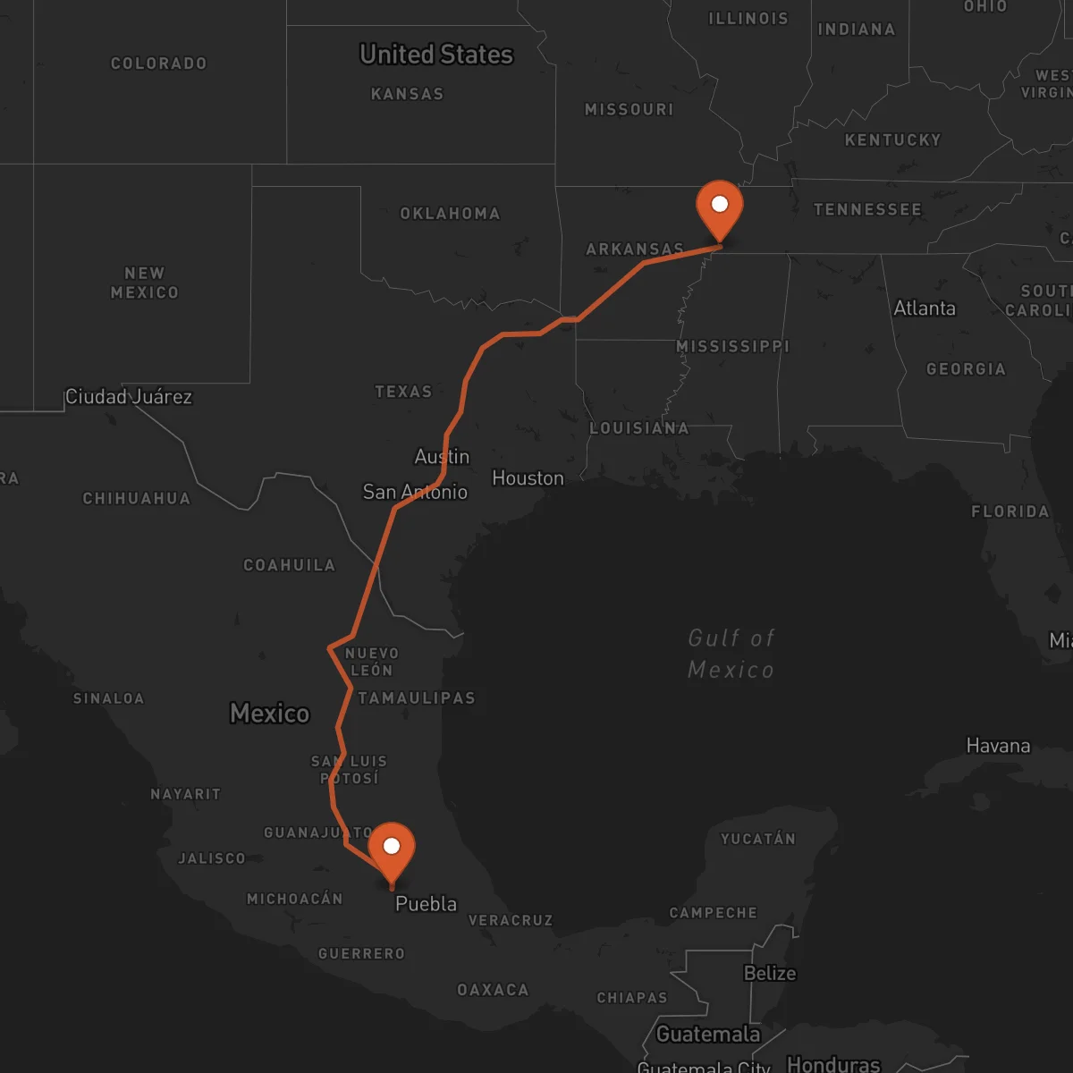 Ruta Memphis - Ciudad de México
