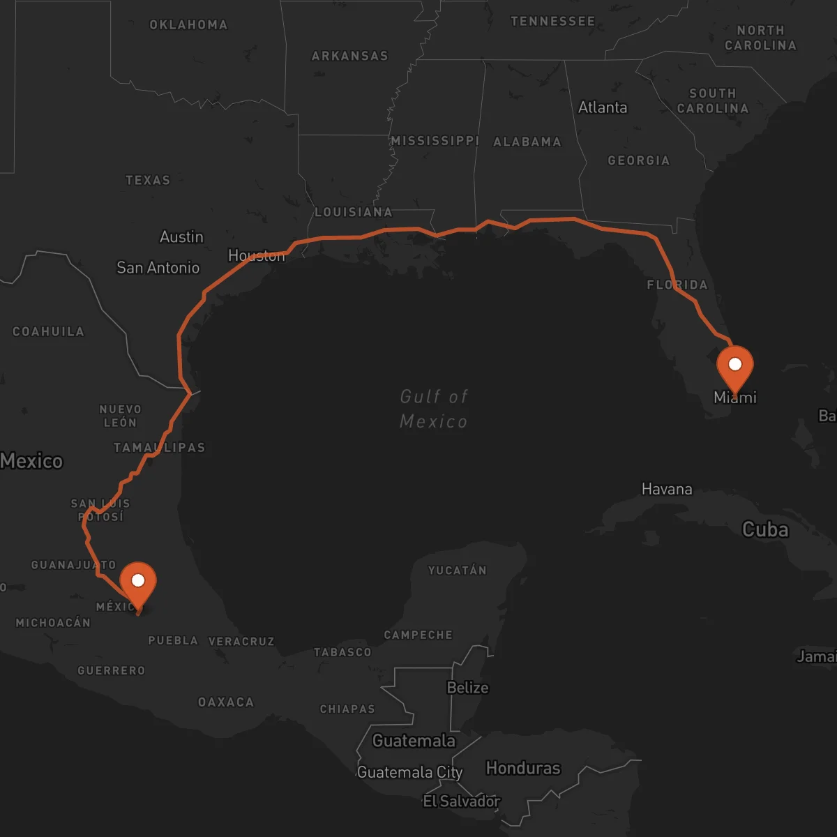 Ruta Miami - Ciudad de México
