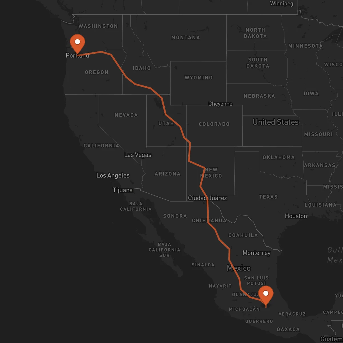 Ruta Portland - Ciudad de México