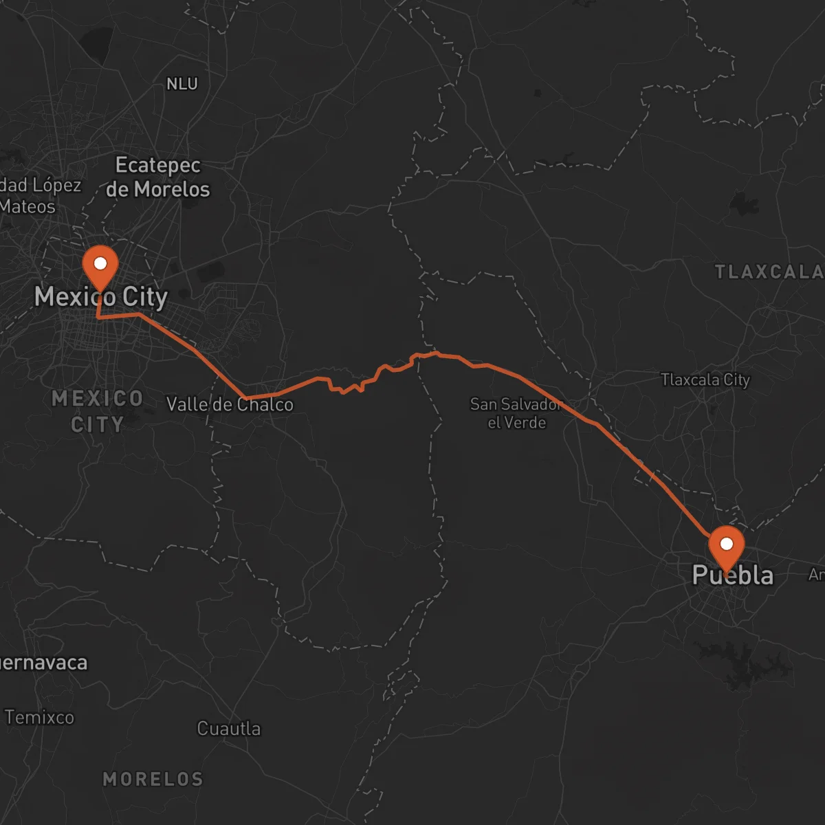 Ruta Puebla de Zaragoza - Ciudad de México