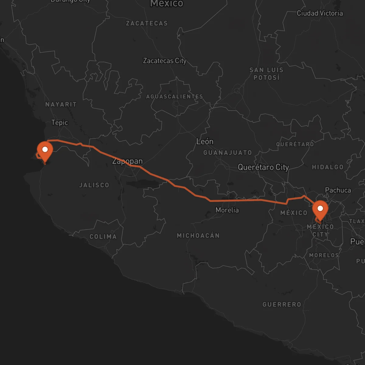 Ruta Puerto Vallarta - Ciudad de México
