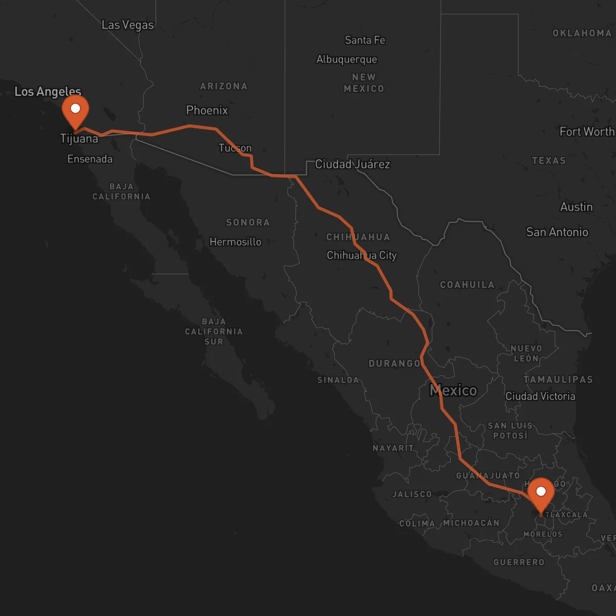 Ruta Ciudad de México - San Diego