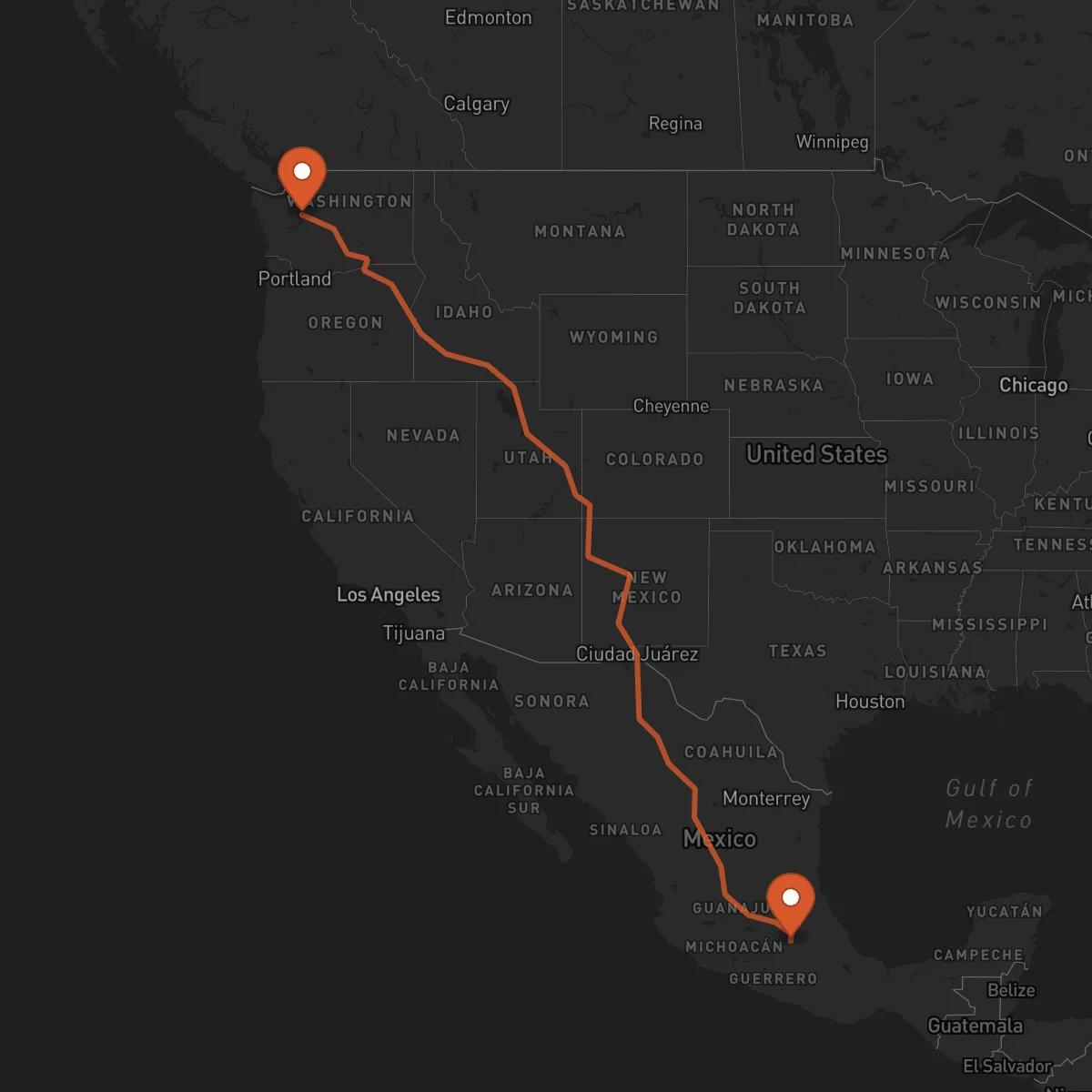 Ruta Seattle - Ciudad de México