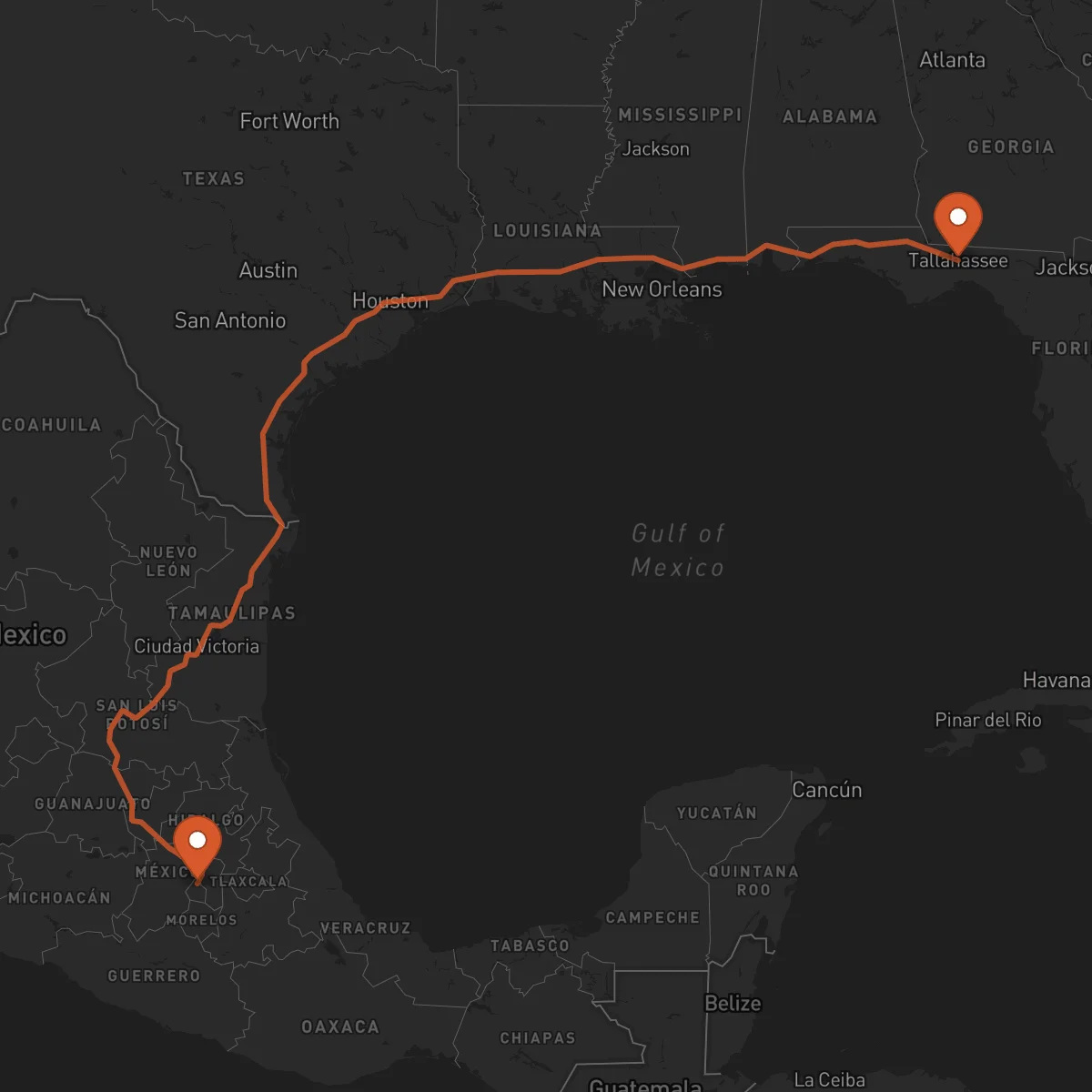 Ruta Ciudad de México - Tallahassee