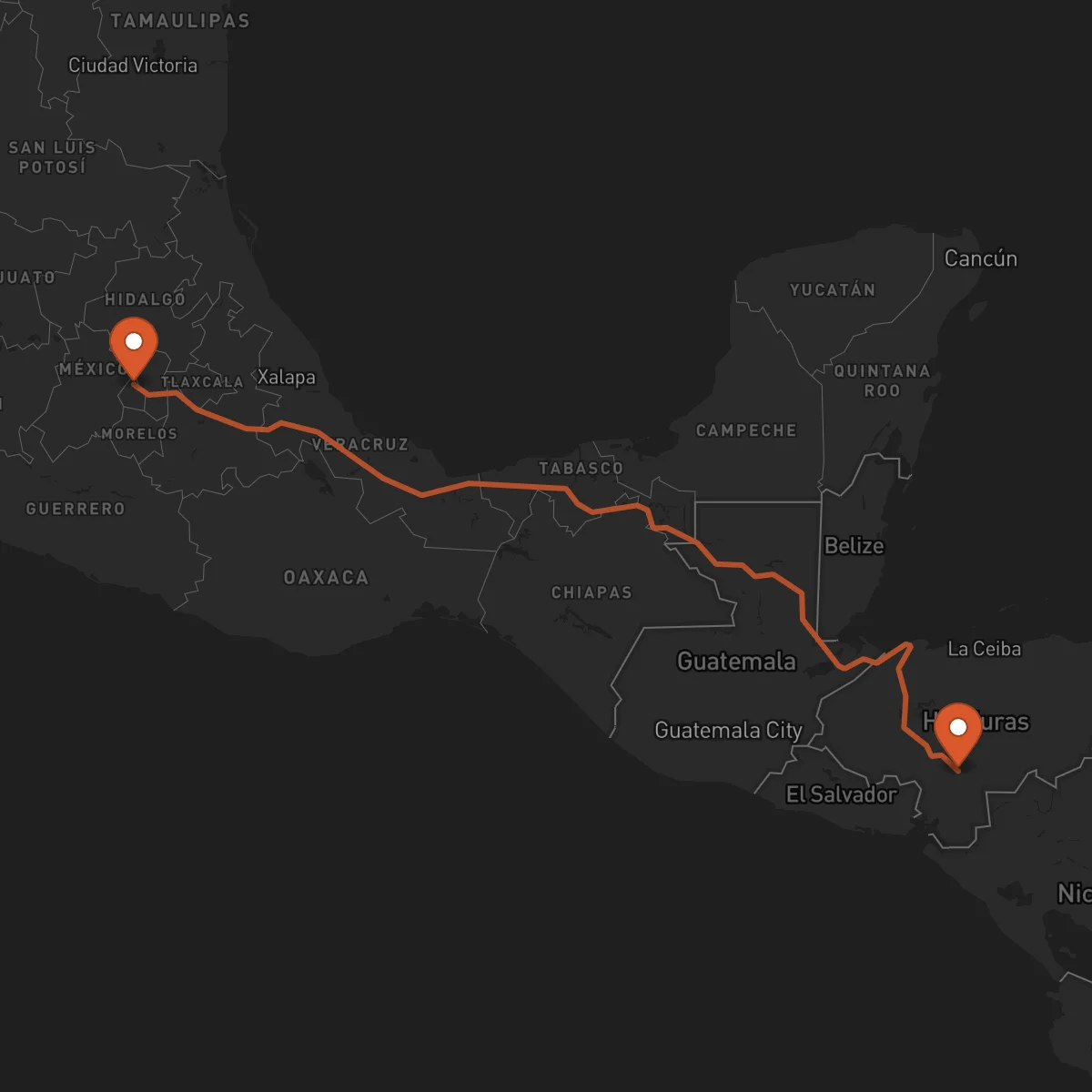 Ruta Tegucigalpa - Ciudad de México