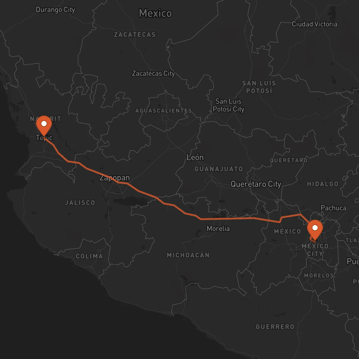 Ruta Tepic - Ciudad de México