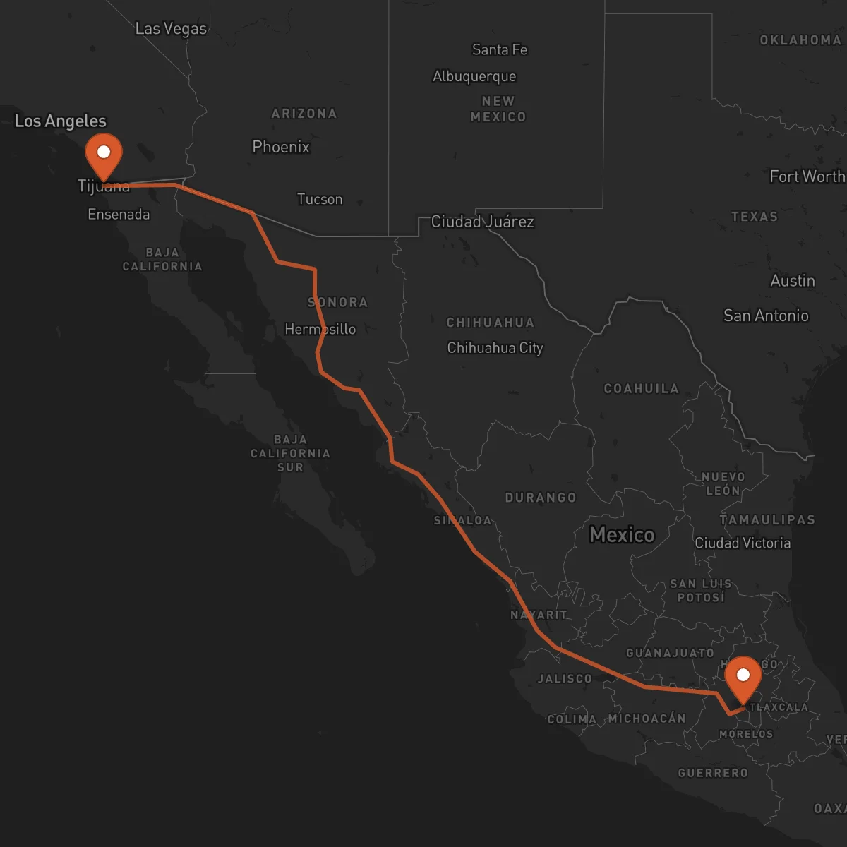 Ruta Ciudad de México - Tijuana