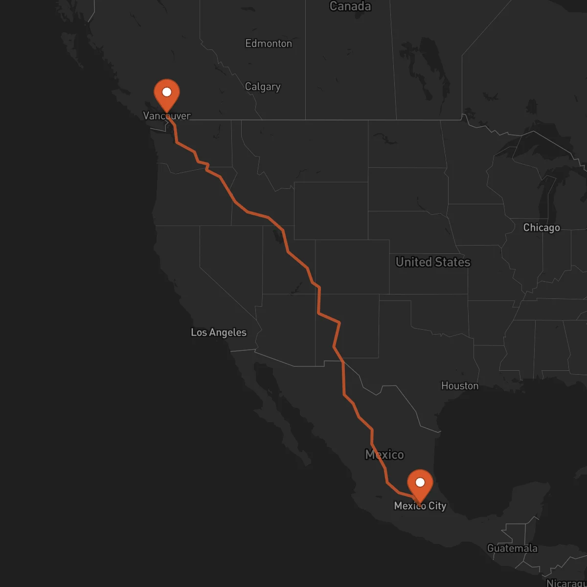Ruta Vancouver - Ciudad de México