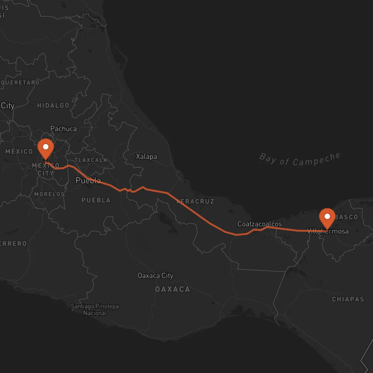 Ruta Ciudad de México - Villahermosa