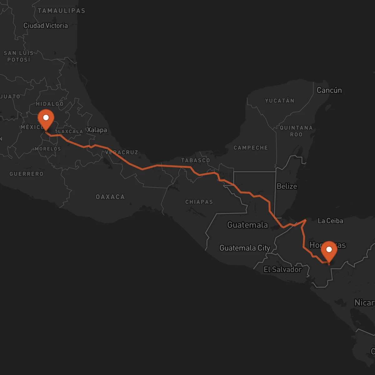 Ruta Yuscarán - Cidade do México