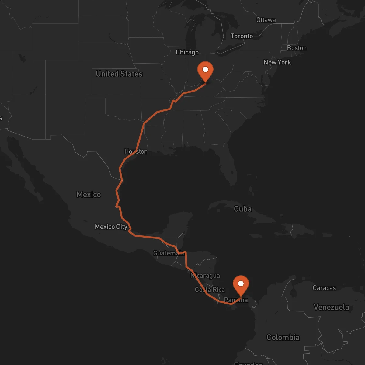 Ruta Panama - Frankfort