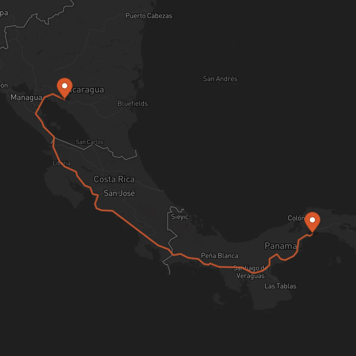 Ruta Juigalpa - Panama