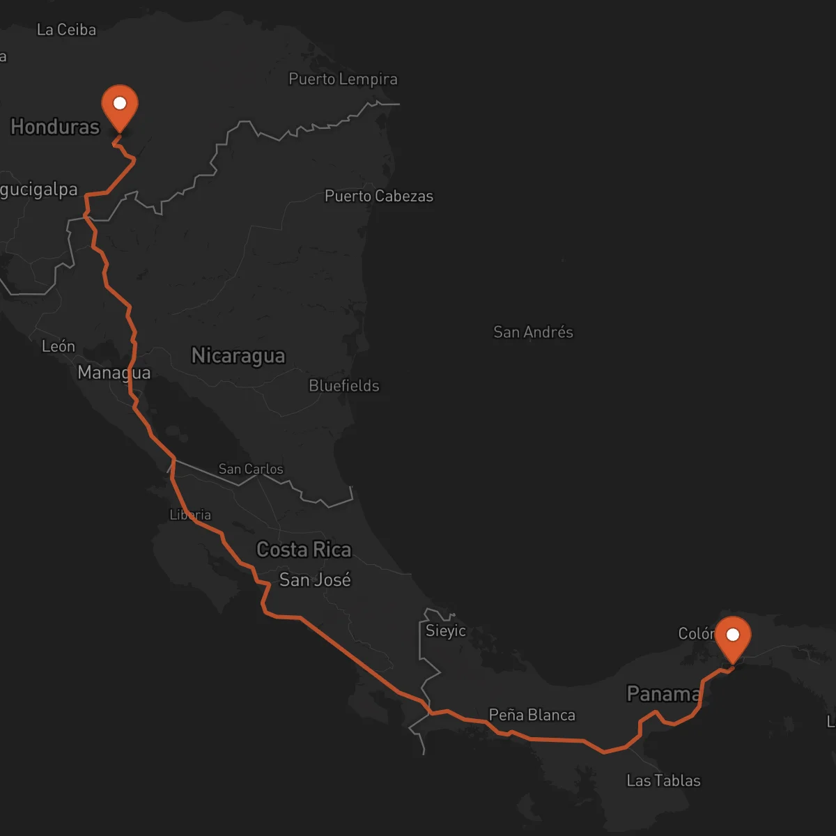 Ruta Panama - Juticalpa
