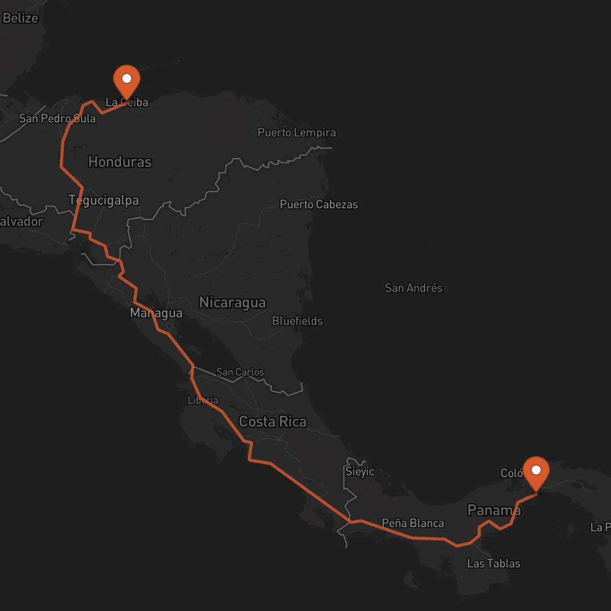 Ruta La Ceiba - Ciudad de Panamá