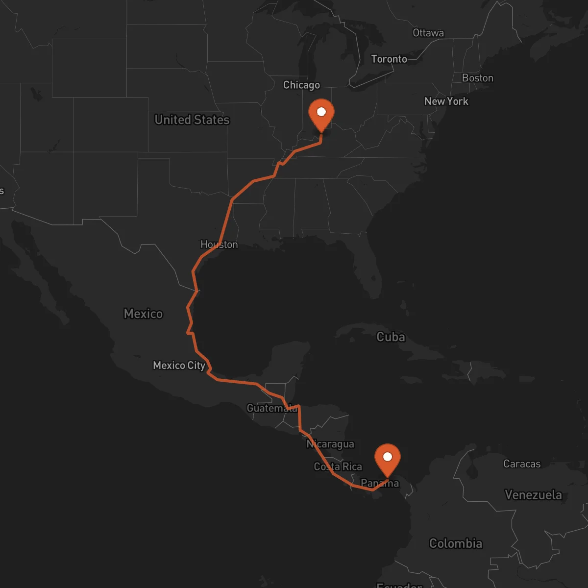 Ruta Louisville - Ciudad de Panamá