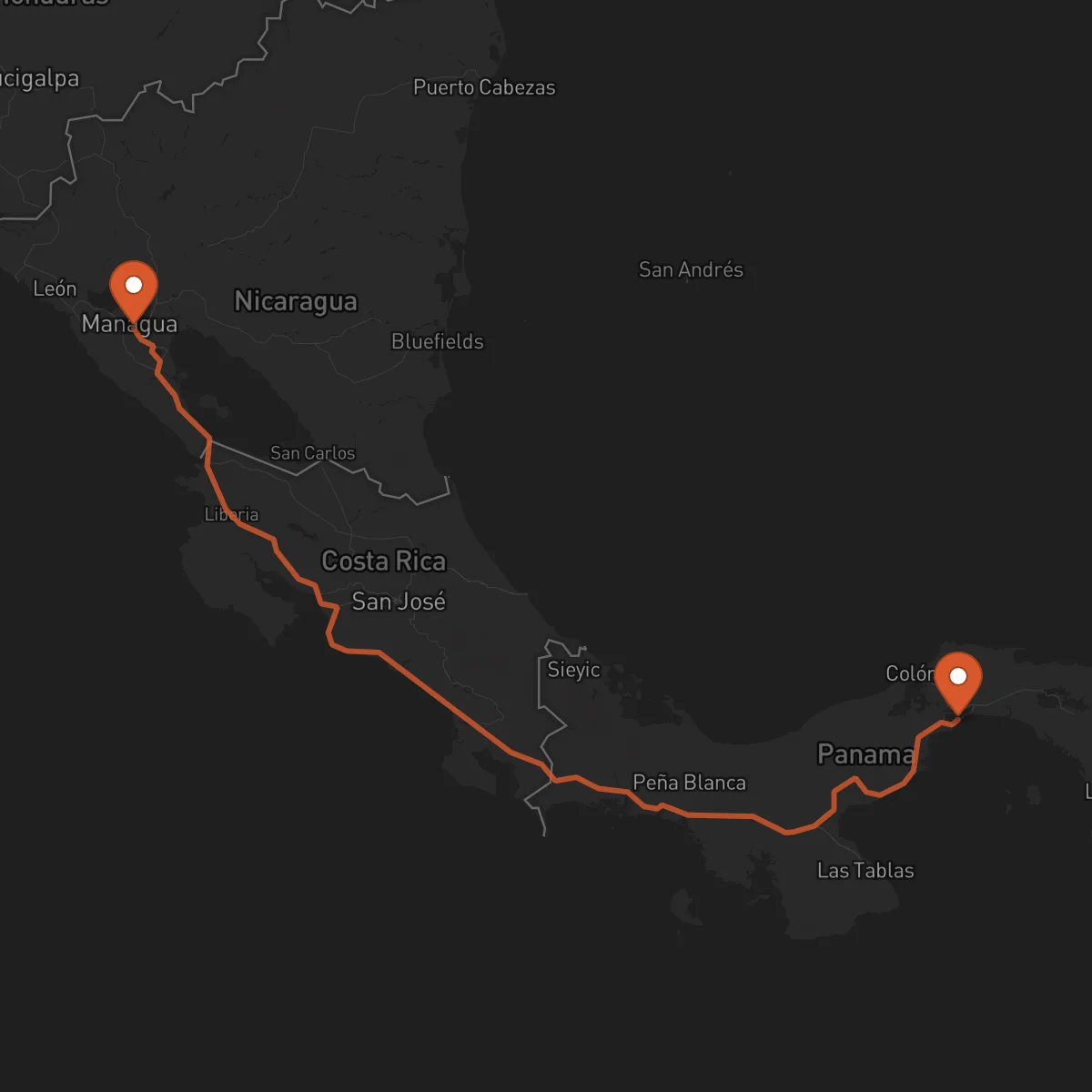 Ruta Panama - Managua