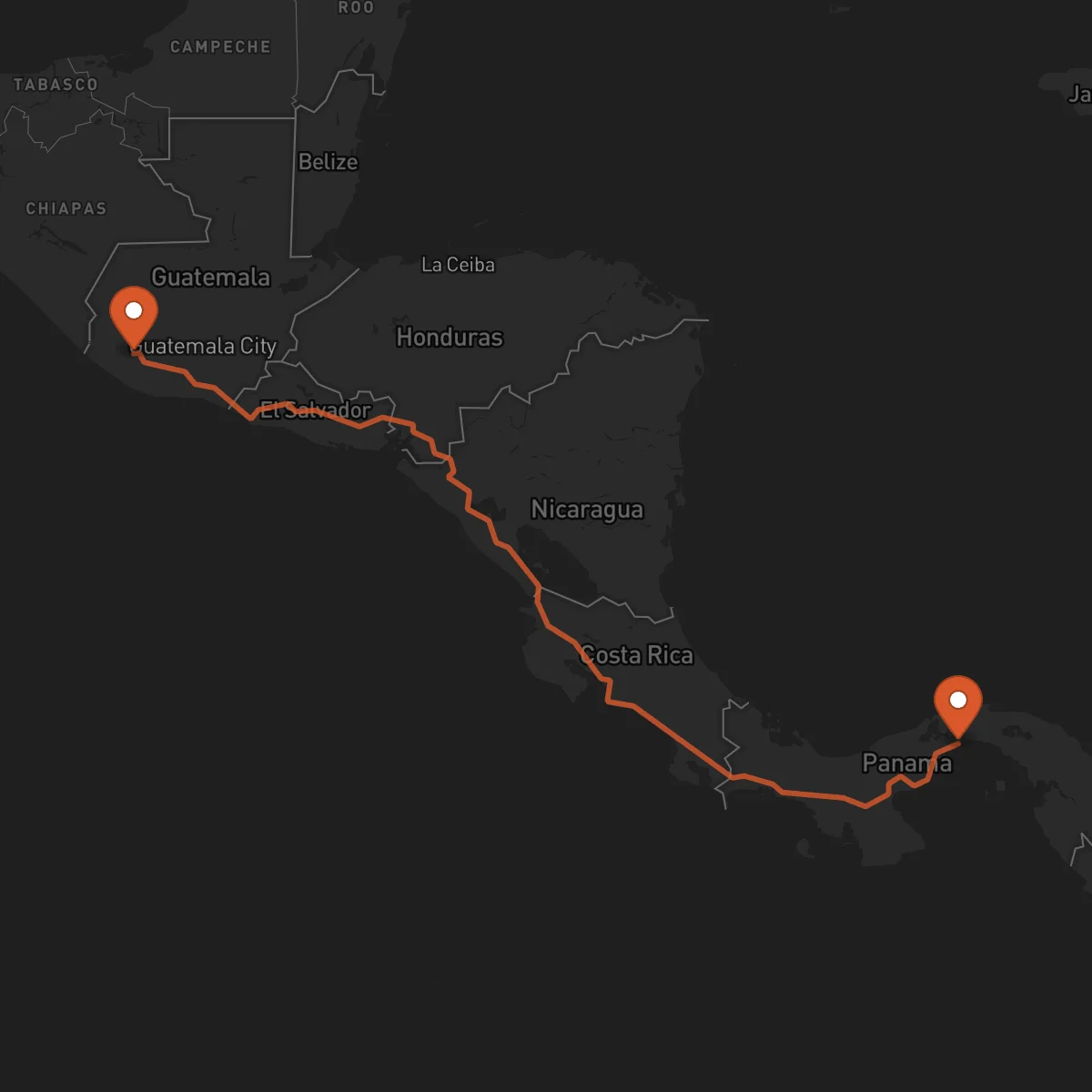 Ruta Ciudad de Panamá - Mazatenango