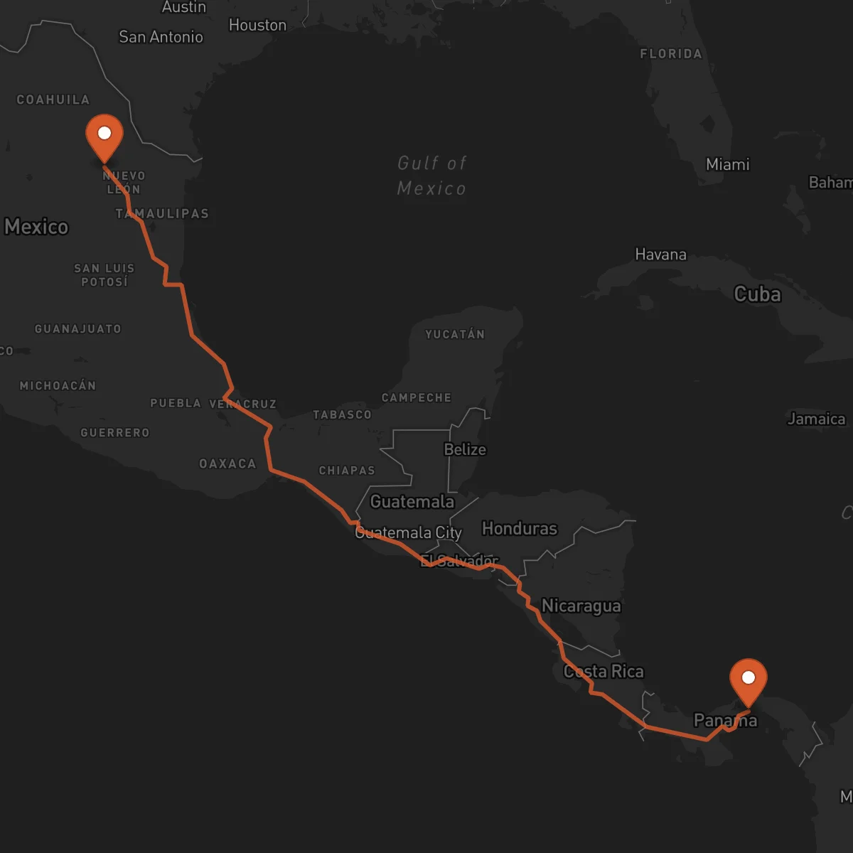 Ruta Panama - Monterrey