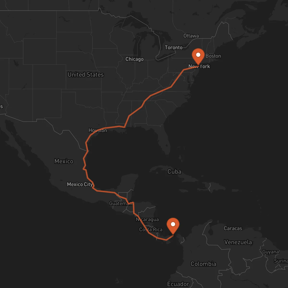 Ruta Newark - Ciudad de Panamá