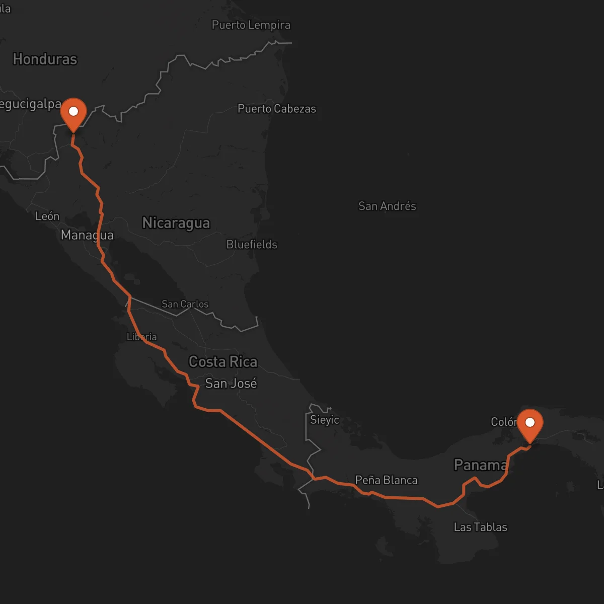 Ruta Ocotal - Ciudad de Panamá