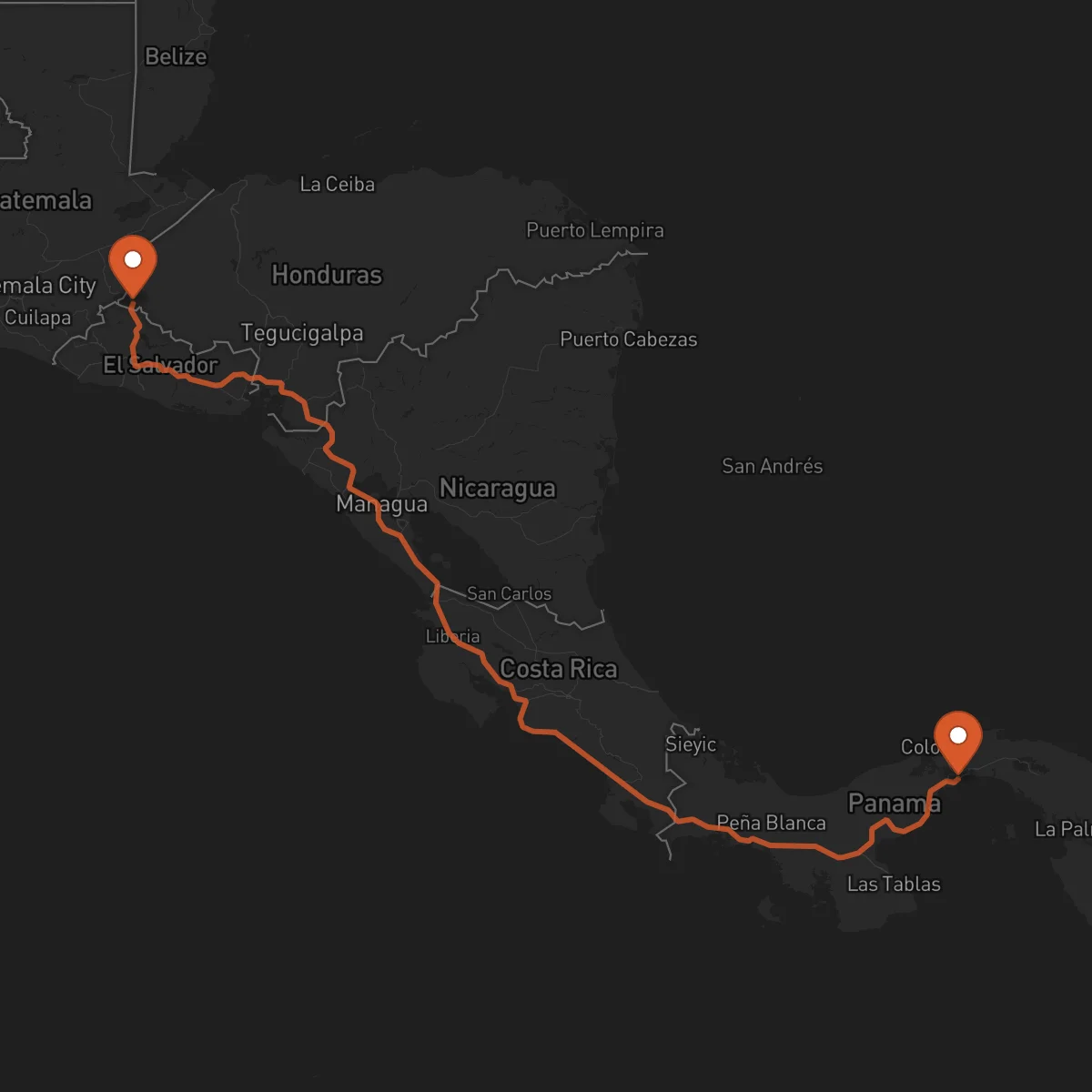 Ruta Ciudad de Panamá - Ocotepeque