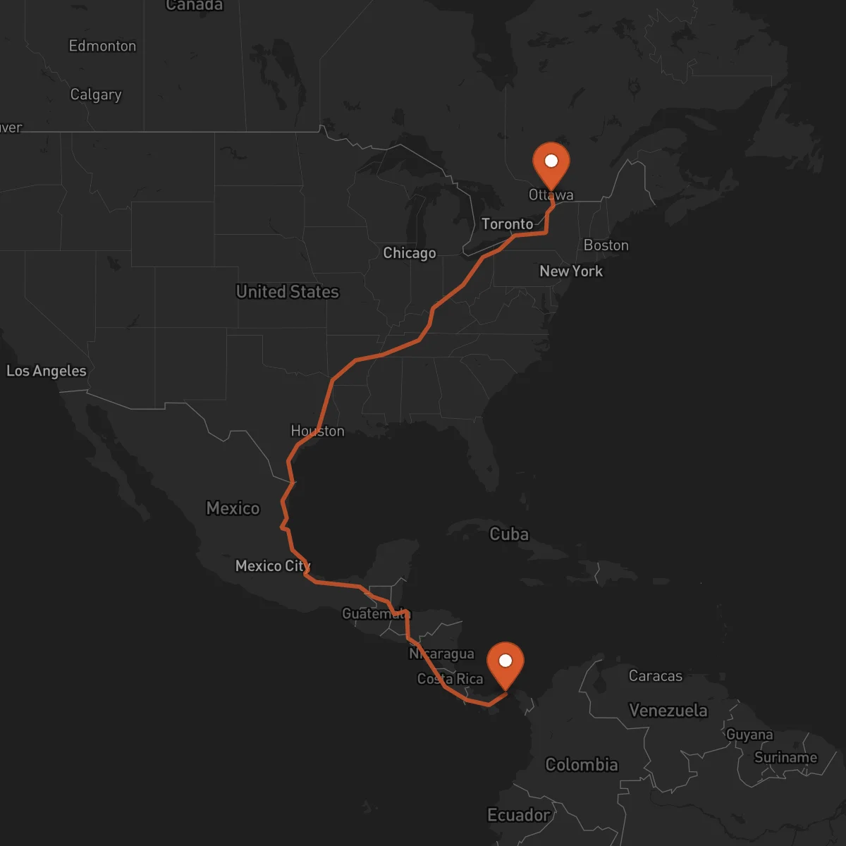 Ruta Ottawa - Ciudad de Panamá