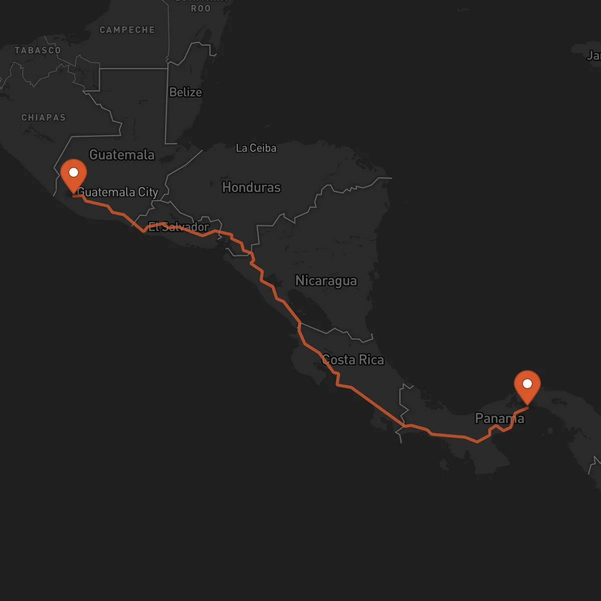 Ruta Retalhuleu - Ciudad de Panamá