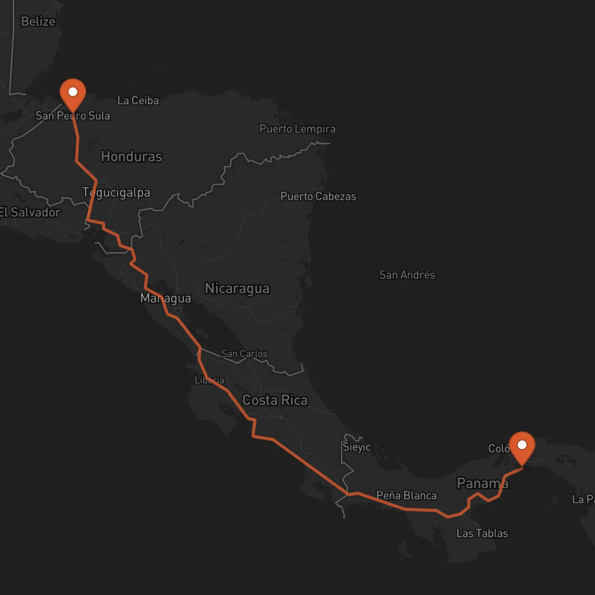 Ruta San Pedro Sula - Ciudad de Panamá