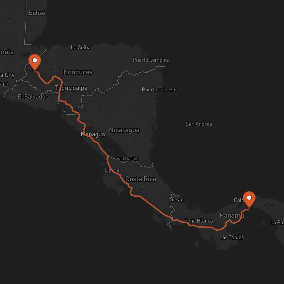 Ruta Ciudad de Panamá - Santa Rosa de Copán