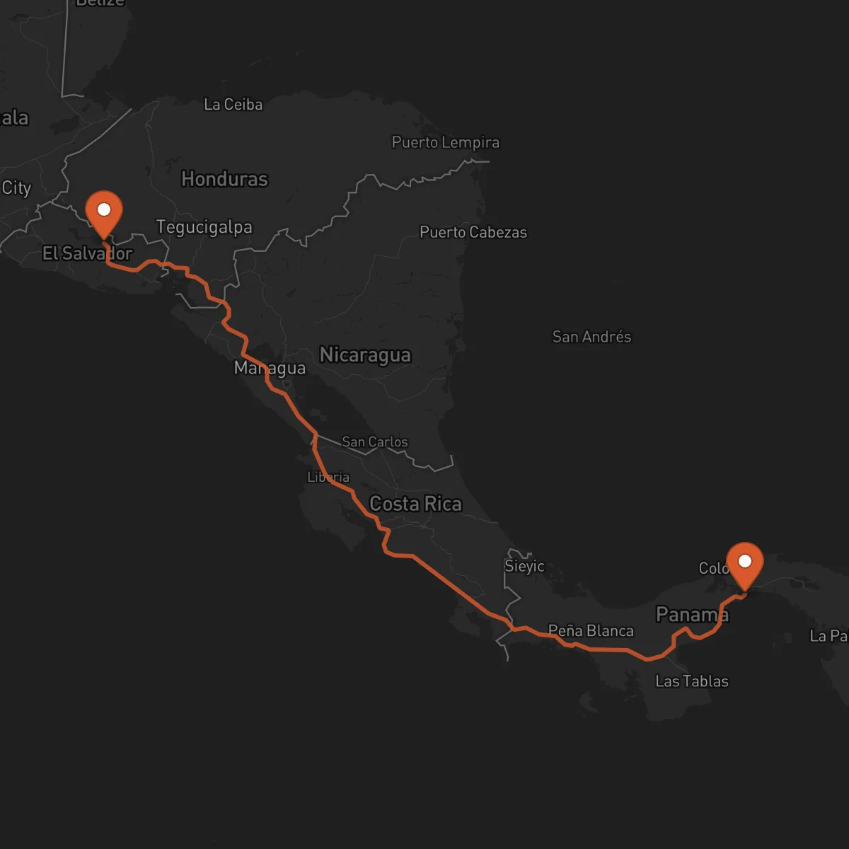 Ruta Sensuntepeque - Ciudad de Panamá