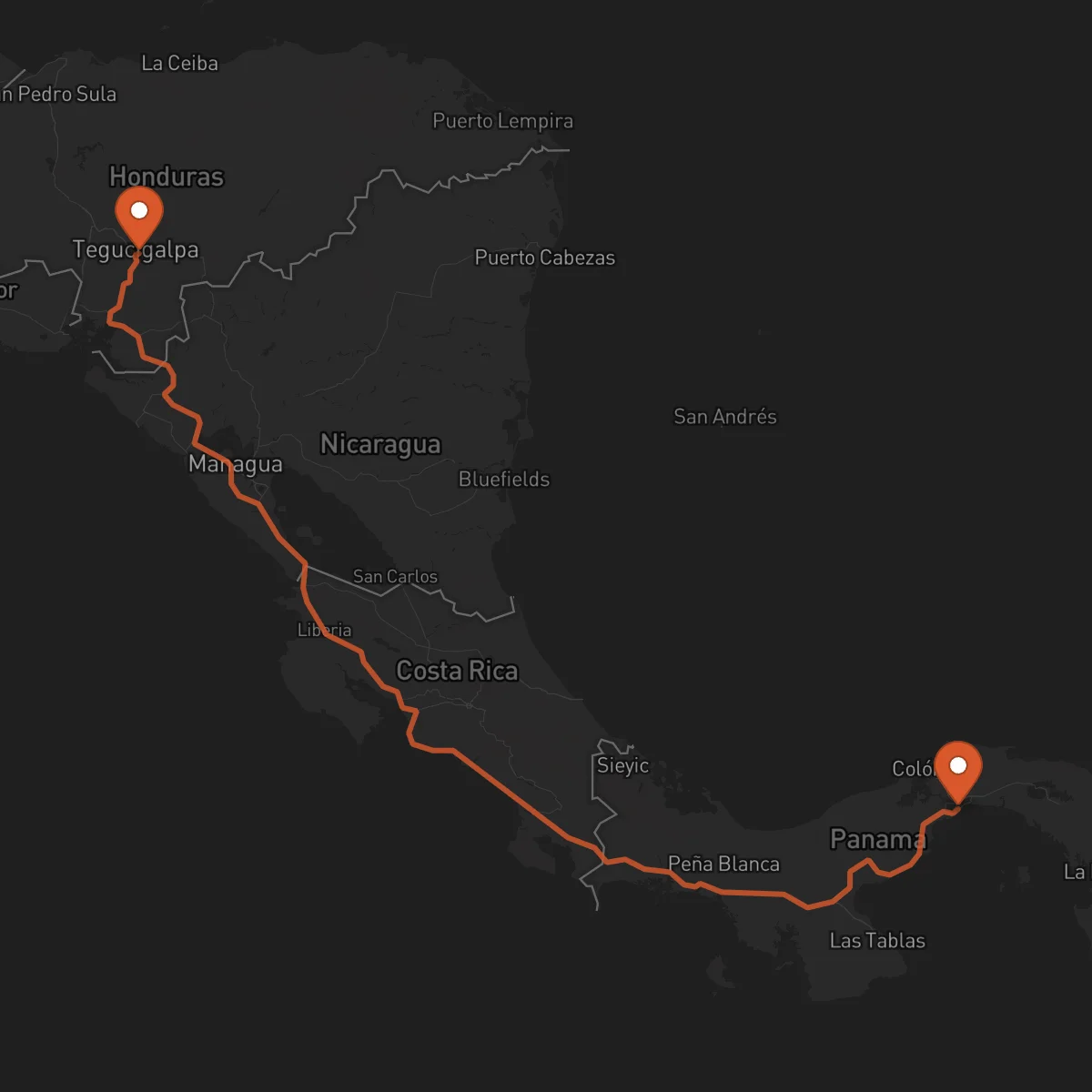 Ruta Panama - Tégucigalpa