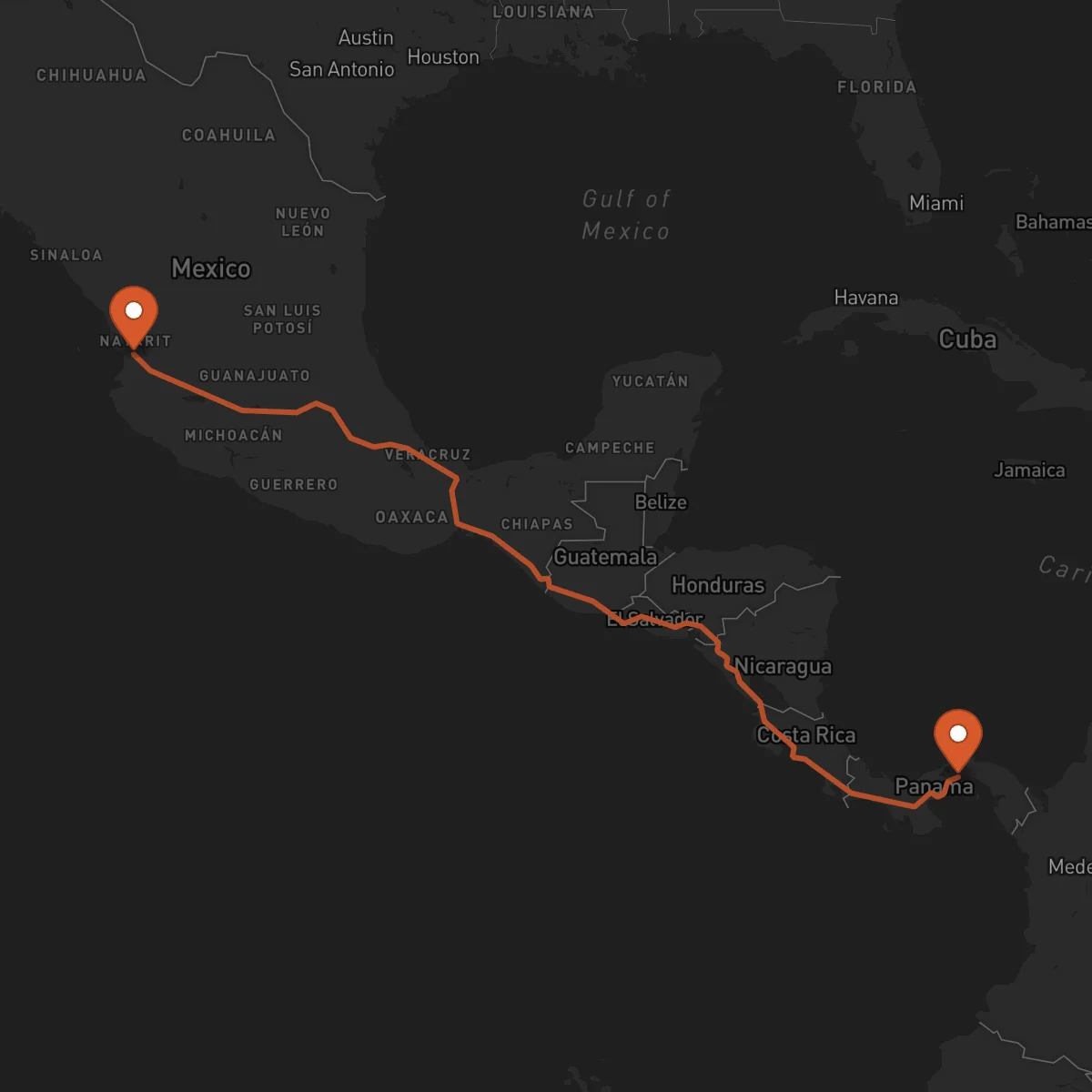 Ruta Panama - Tepic