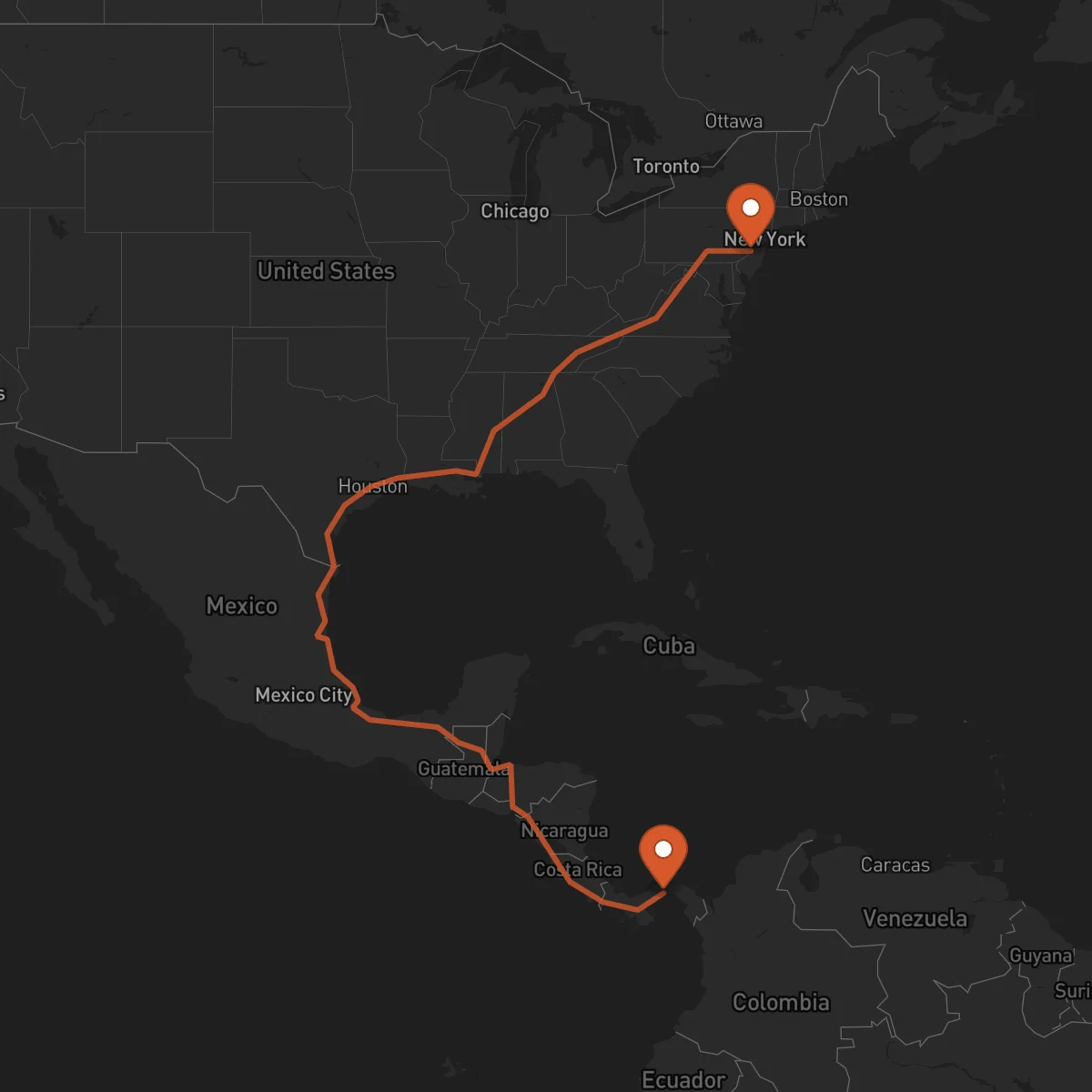 Ruta Trenton - Ciudad de Panamá
