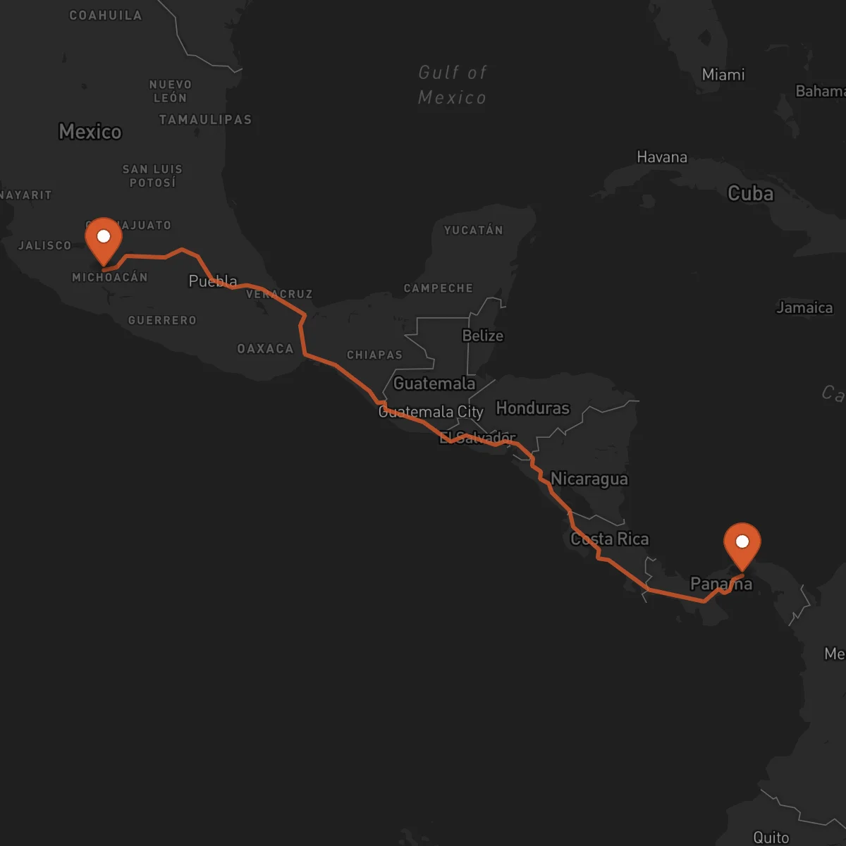 Ruta Ciudad de Panamá - Uruapan