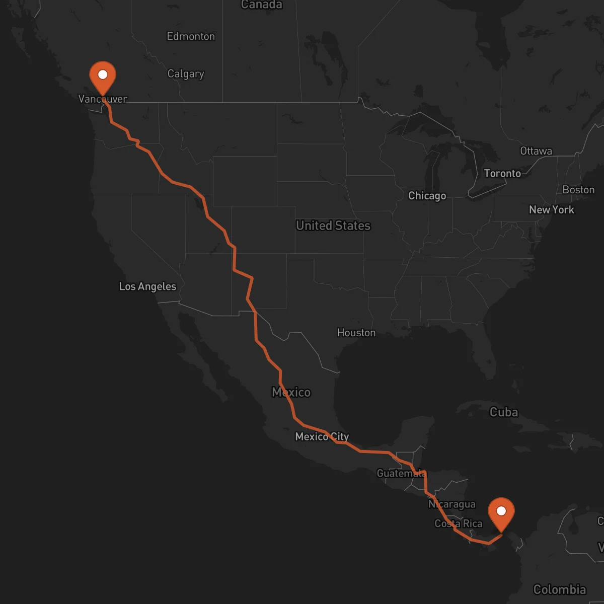Ruta Vancouver - Ciudad de Panamá