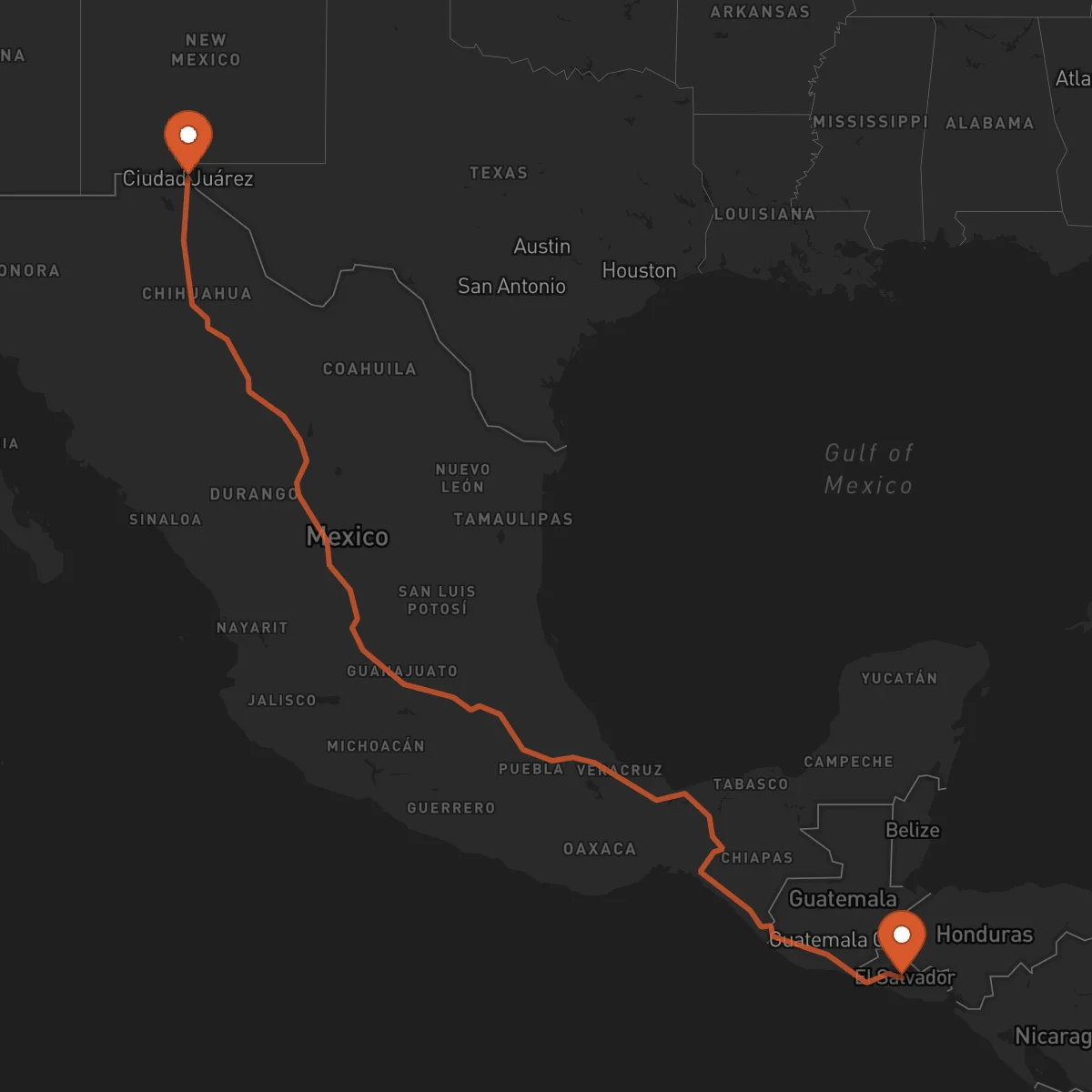 Ruta Cojutepeque - Ciudad Juárez