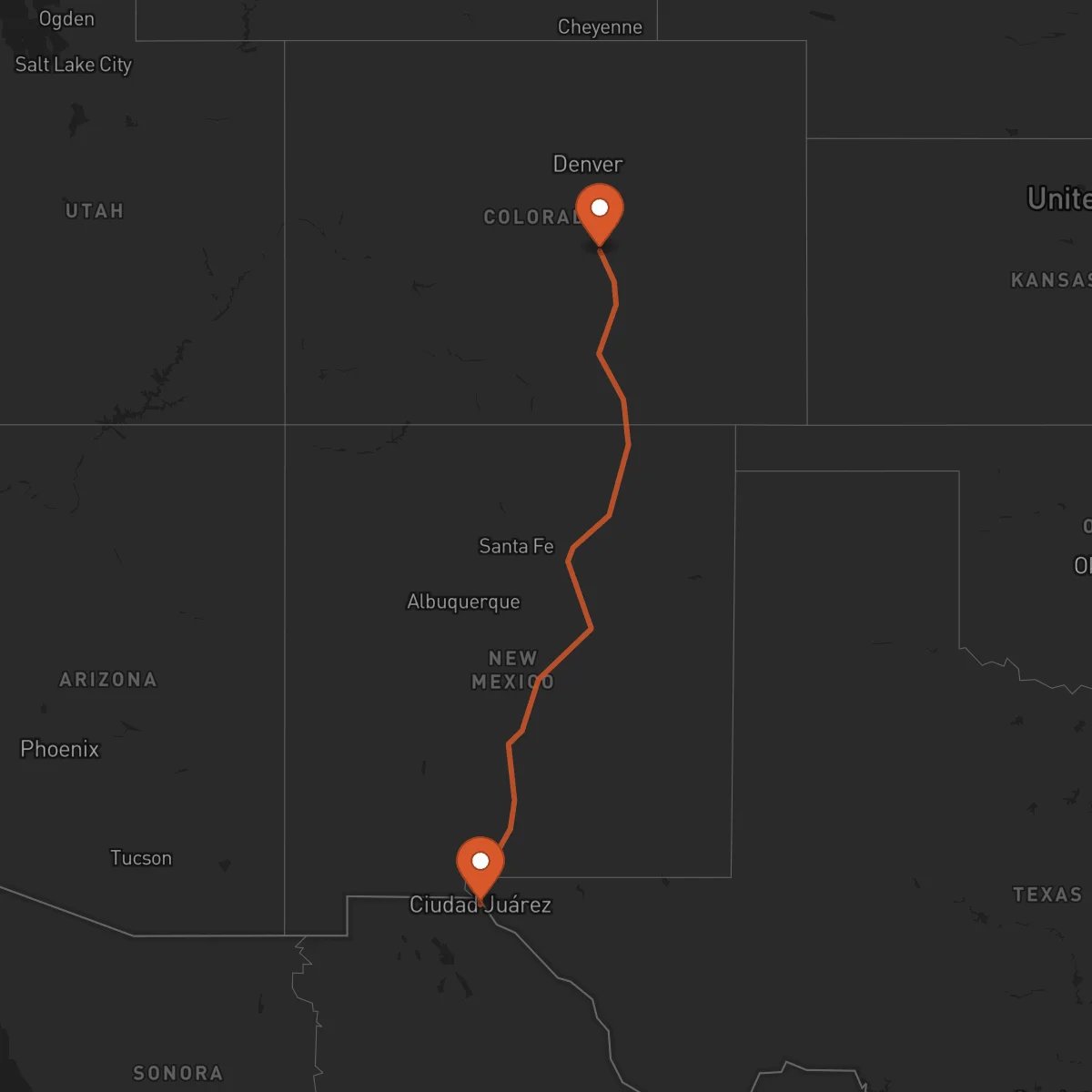 Ruta Ciudad Juárez - Colorado Springs