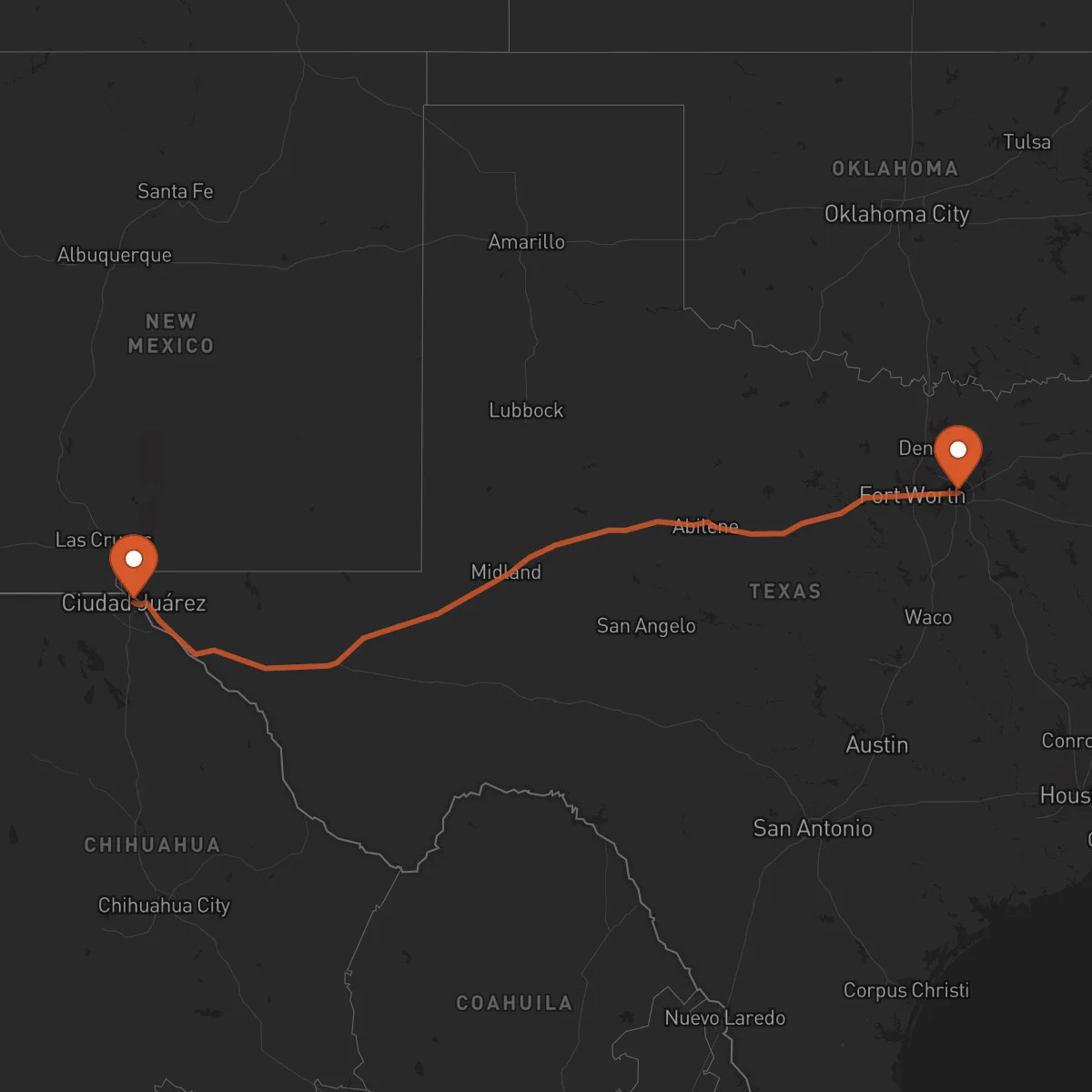 Ruta Ciudad Juárez - Dallas