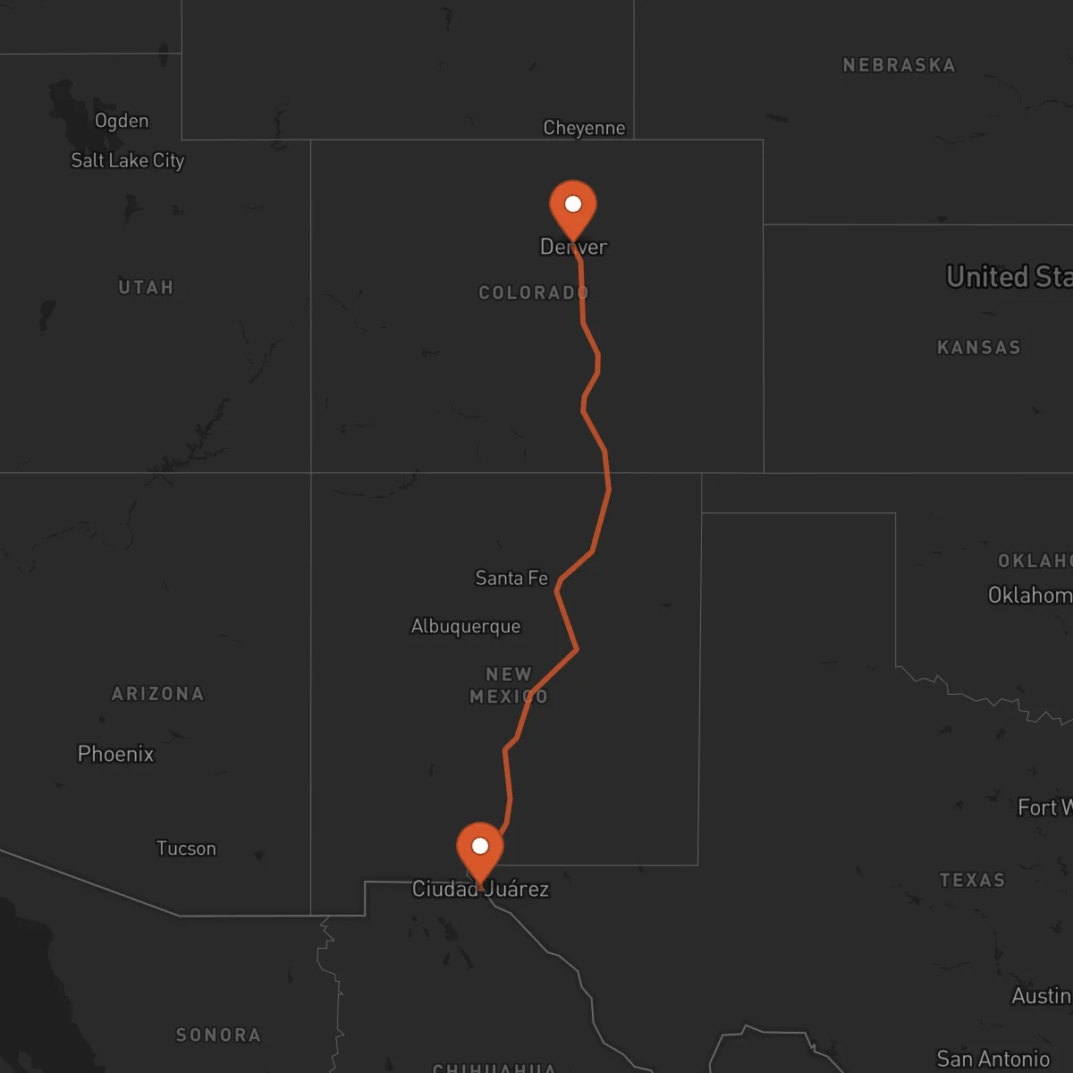 Ruta Ciudad Juárez - Denver