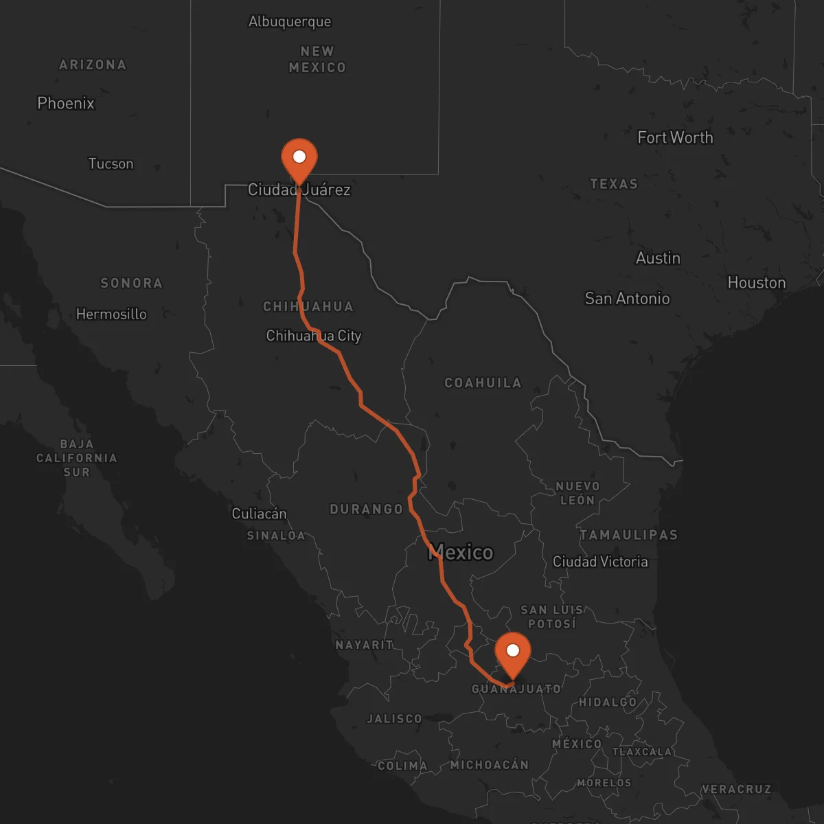 Ruta Ciudad Juárez - Guanajuato
