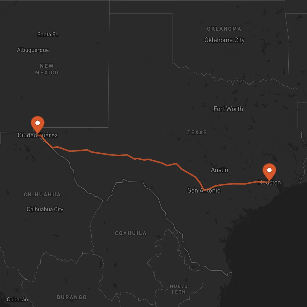 Ruta Ciudad Juárez - Houston