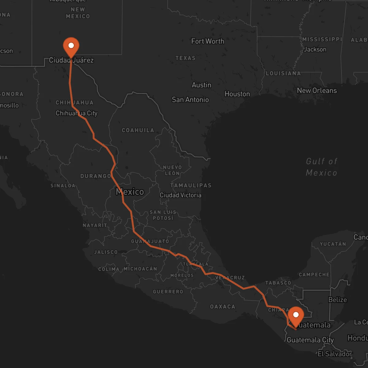 Ruta Ciudad Juárez - Huehuetenango