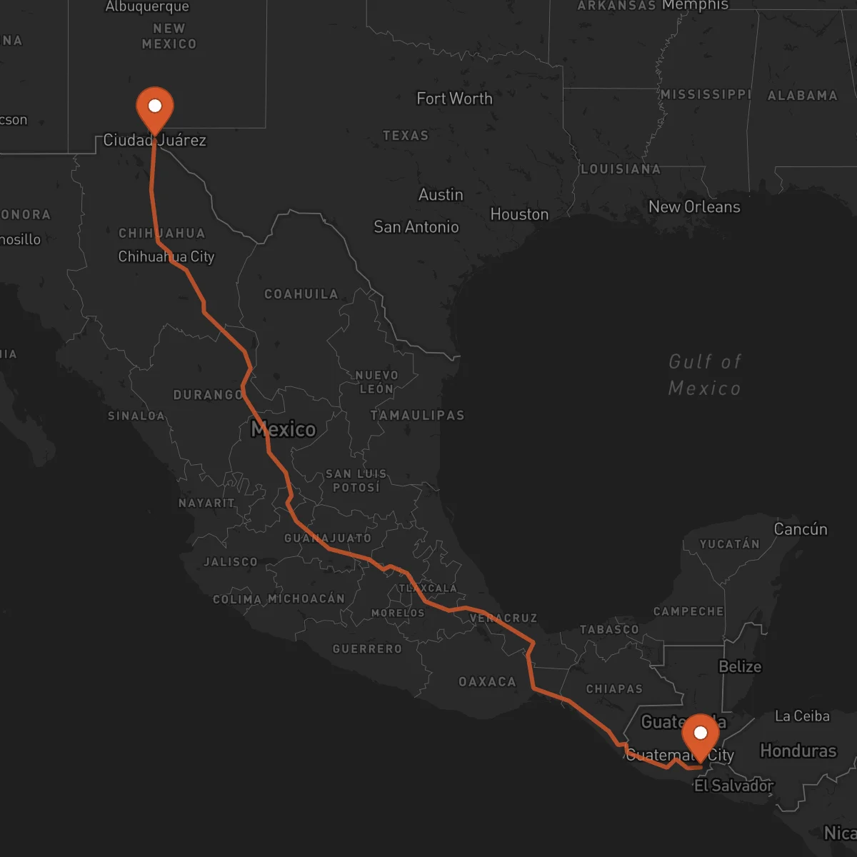 Ruta Ciudad Juárez - Jutiapa